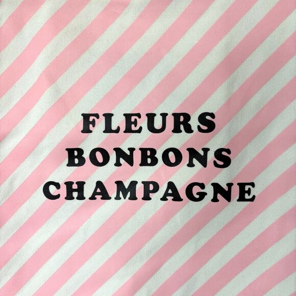 Ban.do Pink and White Striped Canvas Tote Bag "Fleurs, Bonbons, Champagne" - Picture 2 of 6